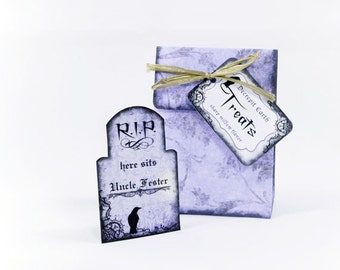 Printable Halloween Favor Bag and Tombstone Place Card