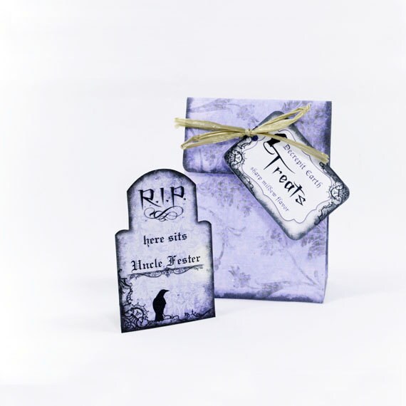 Printable Halloween Favor Bag and Tombstone Place Card