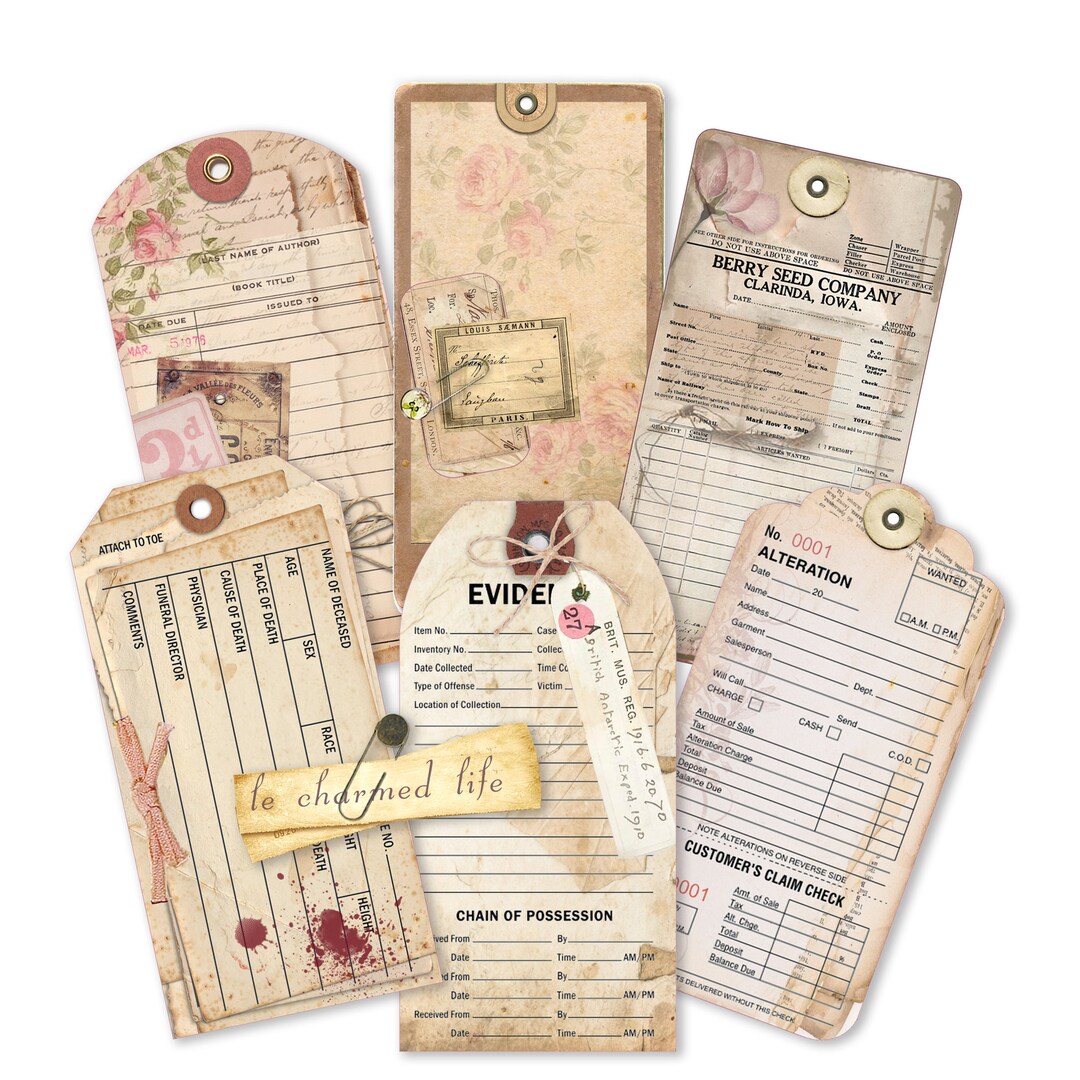 Vintage Ephemera Tags Digital Collage Sheet Download Digital Paper ...
