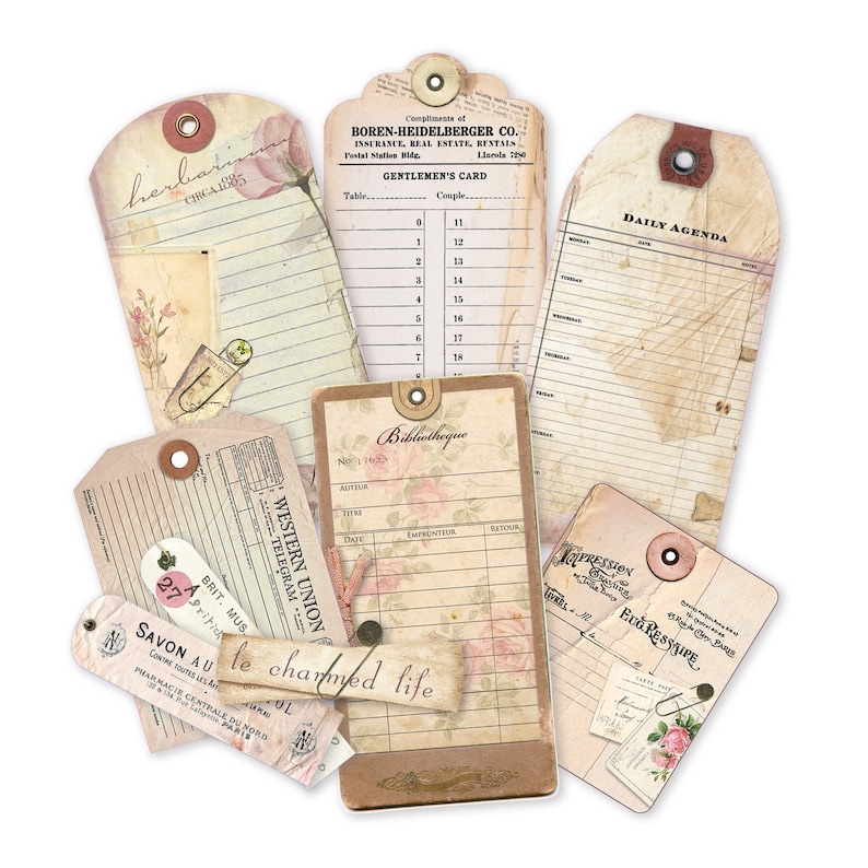 Junk Journal Tags, Printable Ephemera, Shabby Chic Printables, Vintage ...