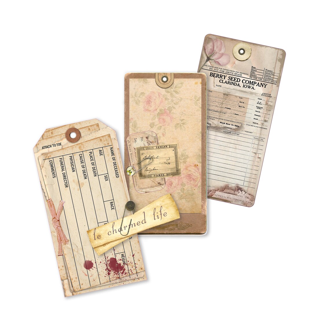 Vintage Ephemera Tags Digital Collage Sheet Download Digital - Etsy