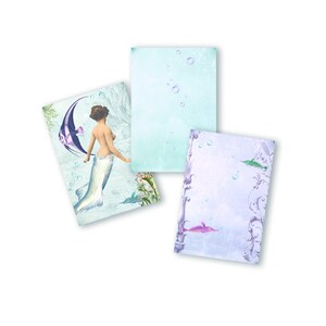 Printable Envelopes Digital Collage Mermaid Vintage Ocean Beach Sea Lavender Aqua image 4