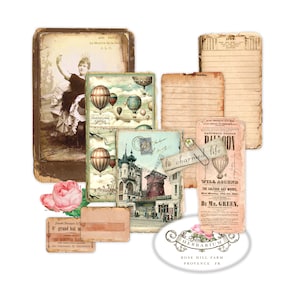 Boho Betty Elements Kit No. 1, journal indésirable, éphémères vintage, tache de journal, papier grungy, cartes de poche pour journal, rose minable