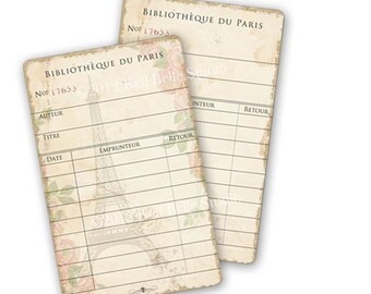 Printable Journal Spot Library Card Aged Paper Digital Collage Instant Download