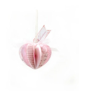 Paper Heart Ornament Valentines Day Book Page Instant Download Favor Digital Collage