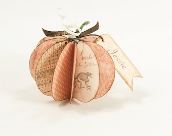 Paper Pumpkin Rustic Halloween Fall Decor Digital Collage Instant Download