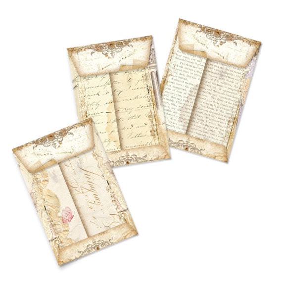 Coin Envelopes, Ephemera, Junk Journal, Printable, Digital Collage Sheet, Download, Scrapbooking, Pocket, Vintage