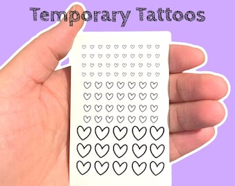 Heart Outline Temporary Tattoo Set Tiny Hearts Fake Faux Temporary Tattoos