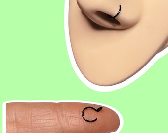 Snug Mini black fake nose ring 5mm faux nose ring - hoop nose ring - body fake piercings - nose ring