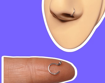 Mini silver fake nose ring 5mm faux nose ring - hoop nose ring - body fake piercings - nose ring