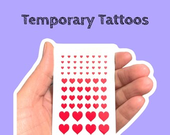 Red Heart Temporary Tattoo Set Tiny Hearts Fake Faux Temporary Tattoos