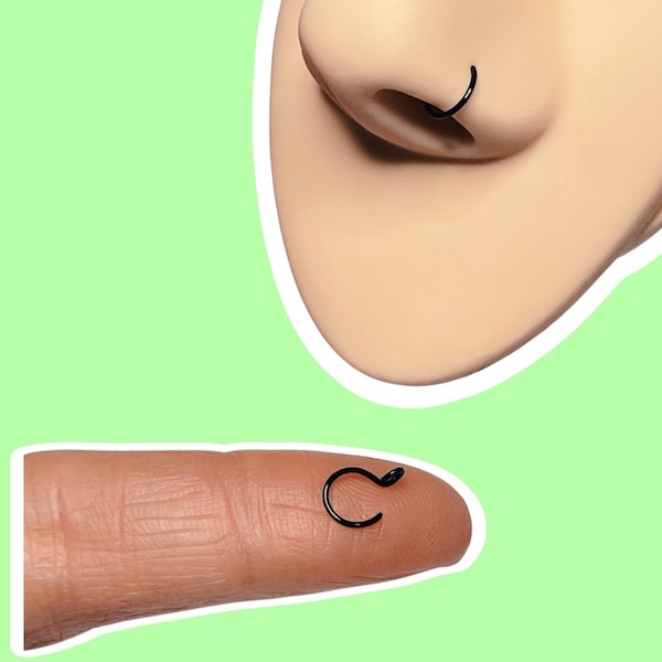 Snug Mini black fake nose ring 5mm faux nose ring - hoop nose ring - body fake piercings - nose ring