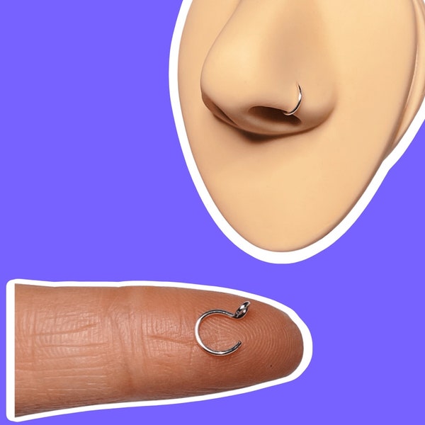 Mini silver fake nose ring 5mm faux nose ring - hoop nose ring - body fake piercings - nose ring
