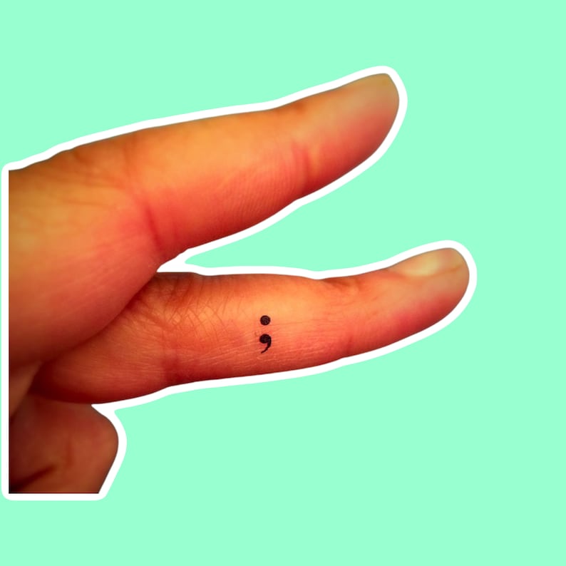 20 Semicolon Temporary Tattoo Tiny / Fake Tattoos / Set of 20 image 1