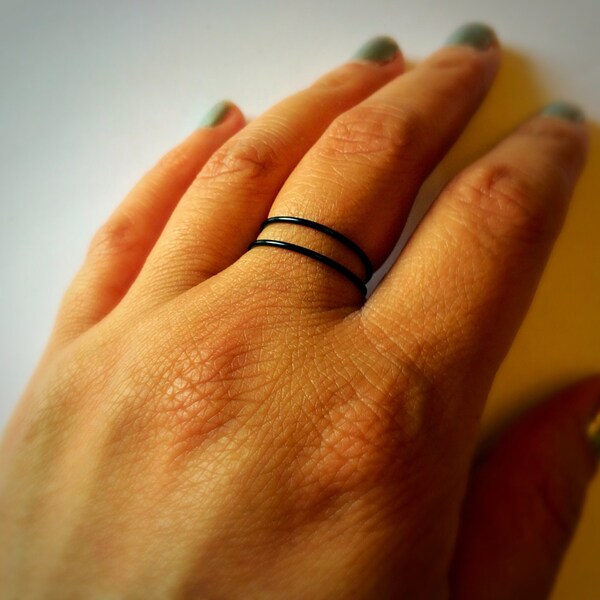 Double Black Ring Adjustable Thin Ring Stacking Ring