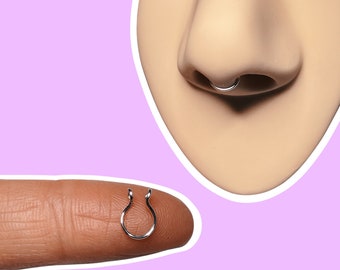 5mm mini silver septum rings - tiny body jewelry - fake piercings - nose ring - snug septum hoop