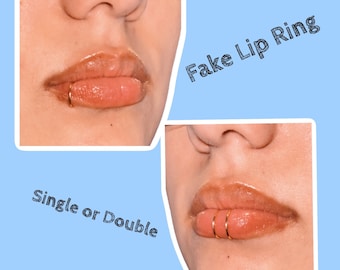 Handmade Adjustable Lip Ring in 14k Gold Filled or Sterling Silver 20 Gauge Wire Single or Double Hoop