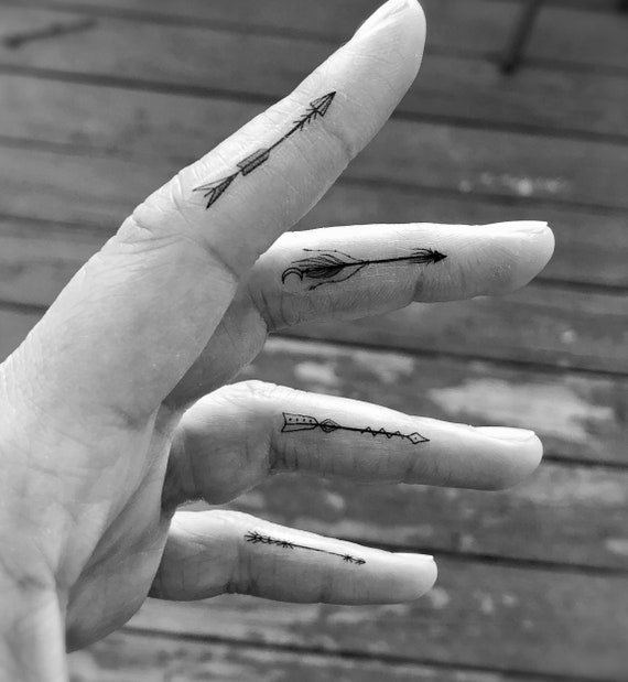 Tiny Arrow Tattoos Set Of 8 Temporary Tattoos Fake Tattoos Etsy