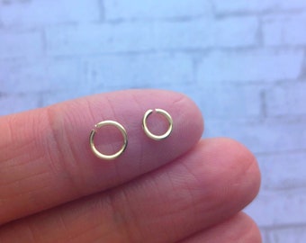 TWO Cartilage Hoops  14K Gold Sterling Silver Rose Gold Custom Size 4mm 5mm 6mm 7mm 8mm Mini Tiny Nose Helix Tragus Piercing Snug