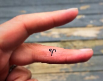 Aries Zodiac Tattoos Set of 20 Tiny Fake Tattoos Mini Etsy Canada