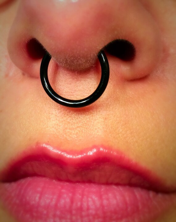 Items similar to Large Black 14 Gauge Thick Septum Ring / 14g Fake