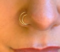 Gold double nose ring, Cascading Hoops, Tiny and Large Hoop, fake piercing hoops, faux body jewelry, lip ring, clip on nose ring,