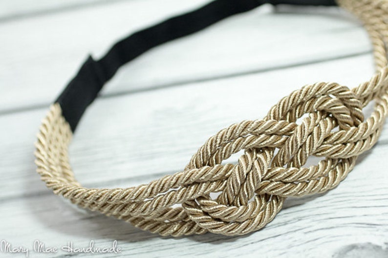 Natural Khaki Sailors Knot Satin Rope Headband With Stretch Etsy