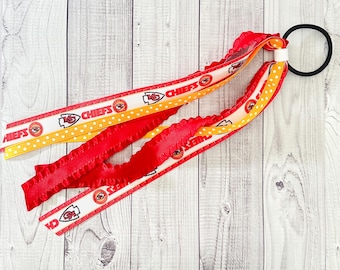 Chiefs Ponytail Streamers: Red, Gold, & White Ribbon, NFL Football