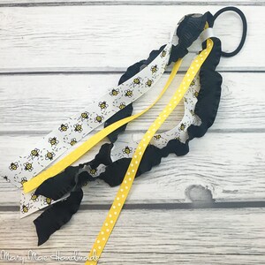 Honey Bee White Yellow & Black Ponytail Ribbon Streamer