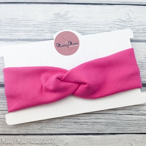 Solid Hot Pink Stretch Top Twist Headband