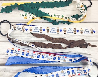 Girl Scout Print Ponytail Ribbon Streamer Cheer Ribbons Choose from Juniors, Brownies,  Daisies