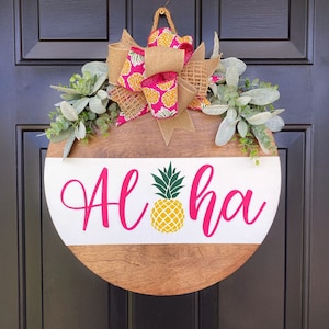 Aloha Porch Sign, Pineapple door sign, Front Door Hanger, Aloha Door Hanger, Front Door Decor, Housewarming Gift, Summer Door, Hawaiian