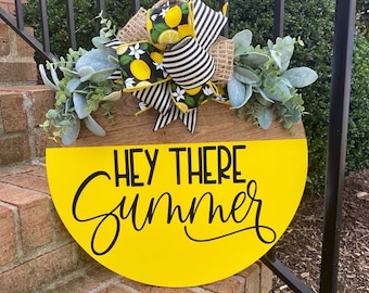 Hey There Summer Door Hanger | Summer Wreaths for Front Door | Summer Decor for Home | Summer Spring Wreath | Summer Decor | Welcome Sign