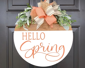 Hello Spring Door Hanger, Spring Decor for Front Door, Welcome Door Hanger, Home Decor, Spring Wreath, Front Door Decor, Entryway Sign