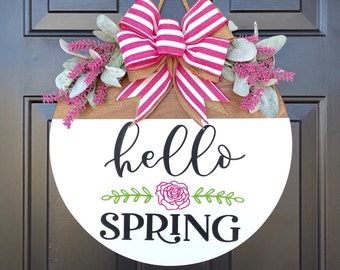 Spring Front Door Hanger | Hello Spring Sign | Front Door Decor | Spring Door Wreath | Spring Decoration | Welcome Spring Decor