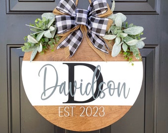 Personalized Last Name Wood Door Hanger: Welcome Sign