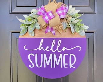 Hello Summer Porch Sign | Summer Wreaths for Front Door | Cute Summer Door Hanger| Hello Summer Wreath | Summer Decor | Welcome Summer Sign