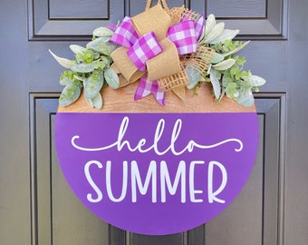 Hello Summer Porch Sign | Summer Wreaths for Front Door | Cute Summer Door Hanger| Hello Summer Wreath | Summer Decor | Welcome Summer Sign