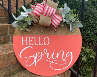 Spring Door Hanger | Spring Wreaths for Front Door | Spring Door Sign | Hello Spring Wreath | Spring Welcome Sign | Front Door Wreath