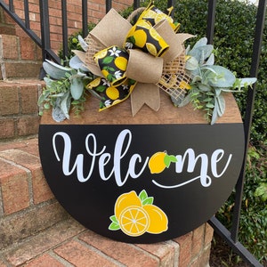 Lemon Front Door Hanger, Summer Door, Lemon Decor, Lemon Welcome Sign, Summer Sign, Welcome Summer, Housewarming Gift, Lemon Wreath