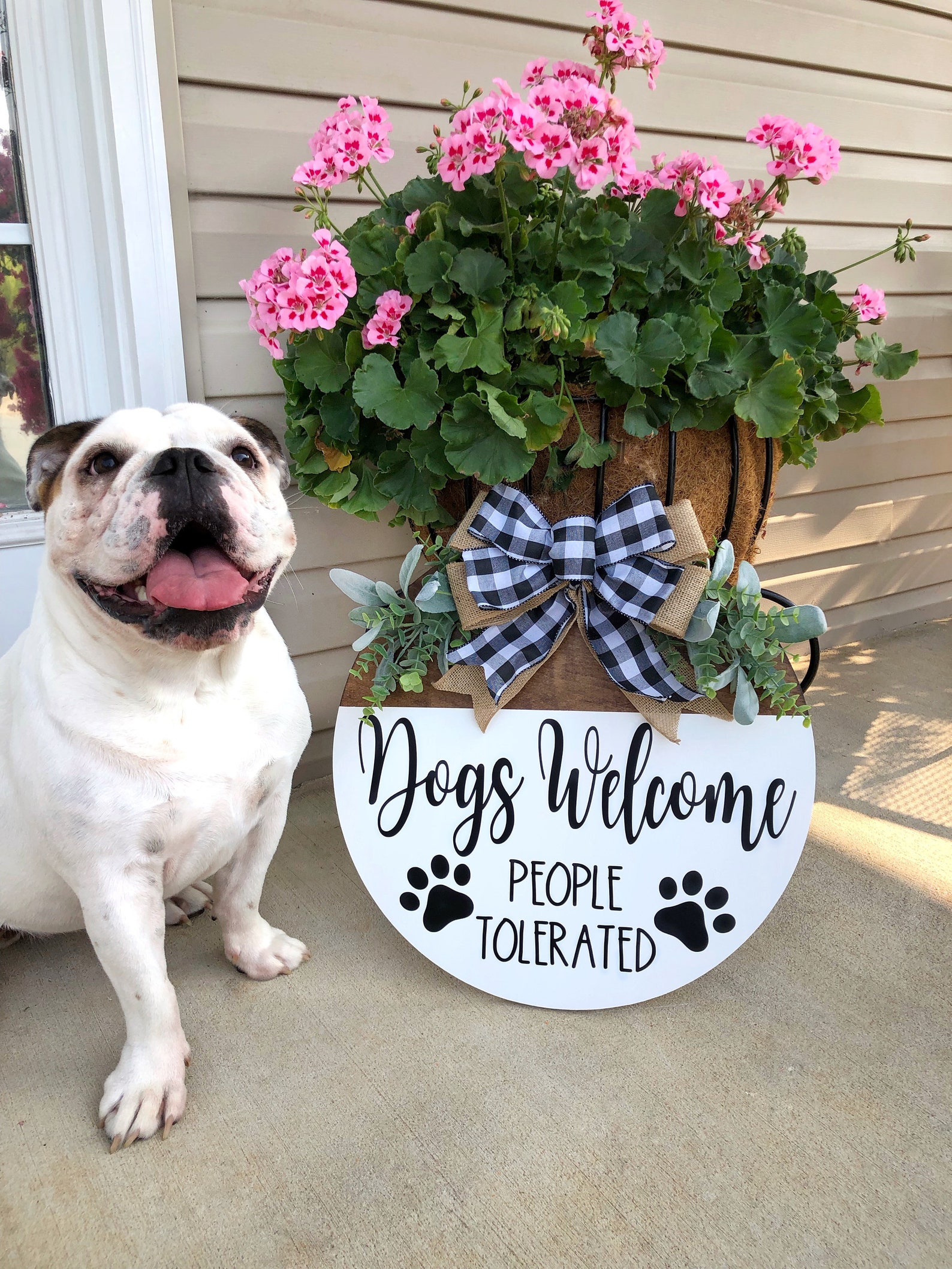 Front Door Dog Sign Dogs People Tolerated Pet Sign Etsy