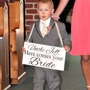 Uncle Here comes the Bride, Ring Bearer sign, Wood wedding sign, personalized sign, Wedding Decor