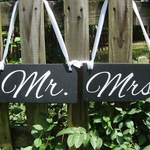 Mr and Mrs Wedding Signs, Chair Signs, Reception, Wedding Signage, Custom Signs, Love, Black Signs, Photo Props, Wooden Signs, Hanging Signs