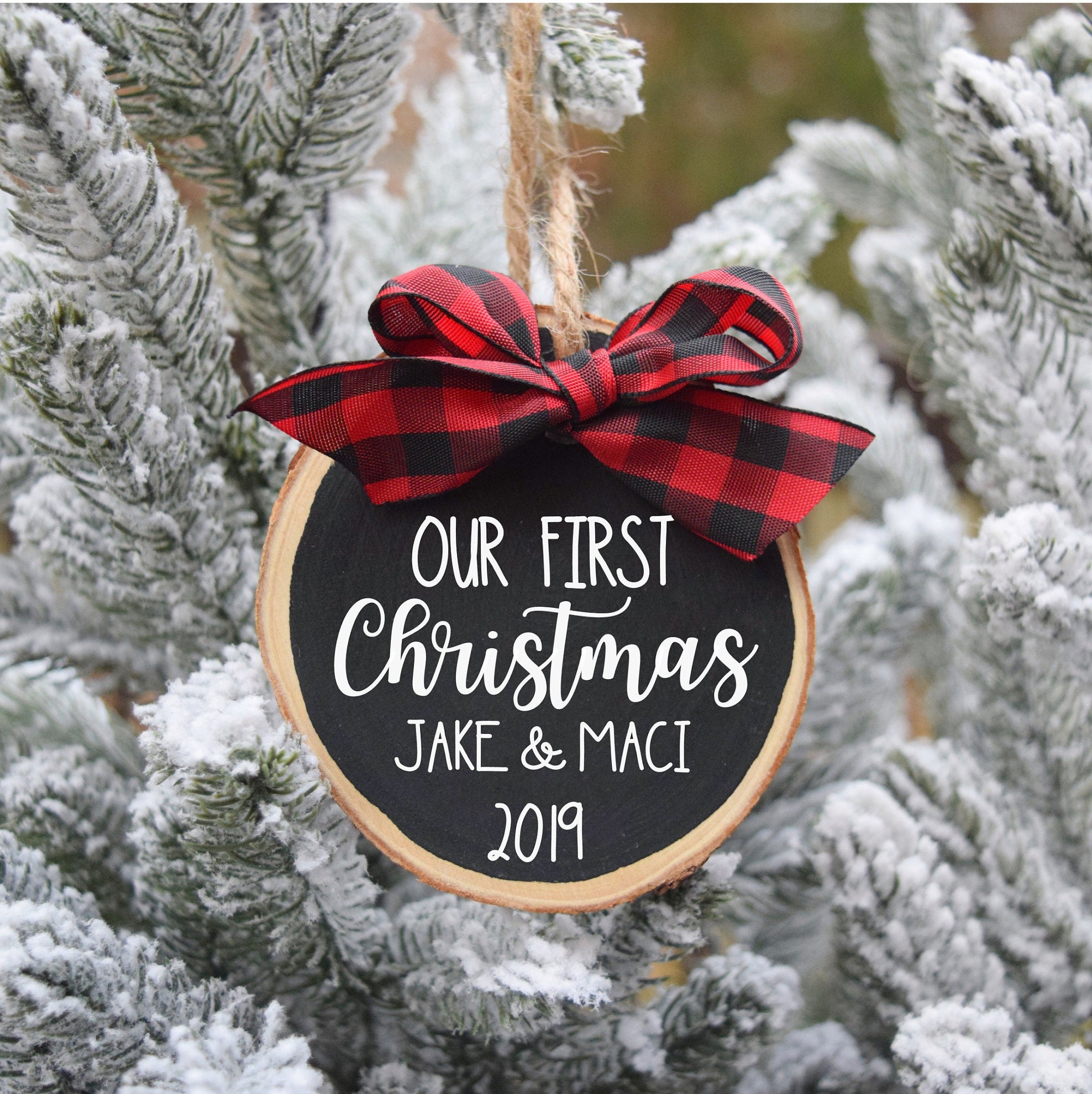Our First Christmas Ornament, Couples First Christmas, Wood Slice Orn…