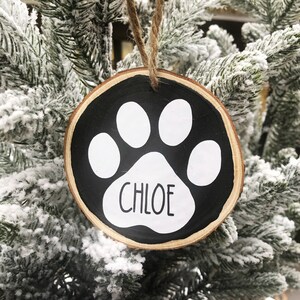 Pet Ornament, Paw Print Ornament, Dog Ornament, Wood Ornament, Personalized Dog Ornament, Rustic Ornament, Dog Lover Gift, Christmas Gift