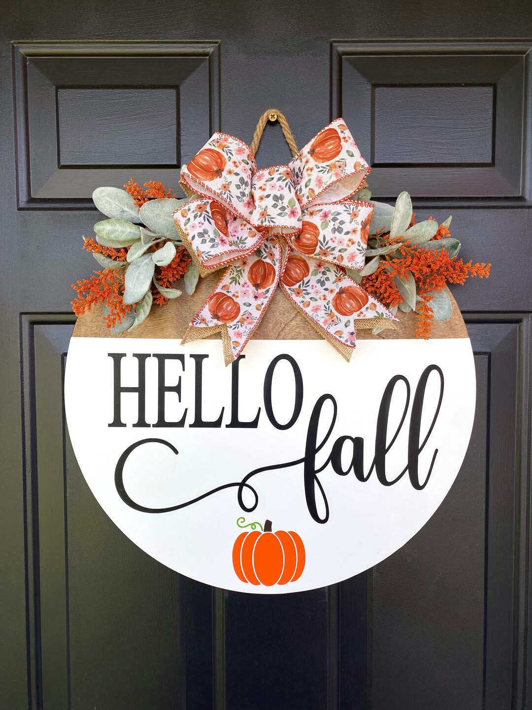 Fall Door Hanger, Front Door Sign for Fall, Wood Pumpkin Door Decor ...