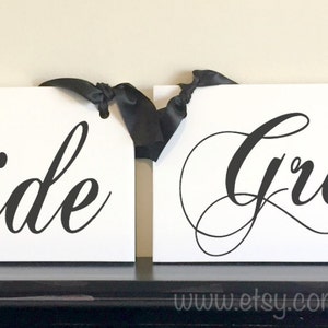 Bride and Groom chair signs, Reception signs, wedding decor, personalized chair sign
