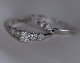 Handmade Diamond Engagement Ring Set (14K White Gold)