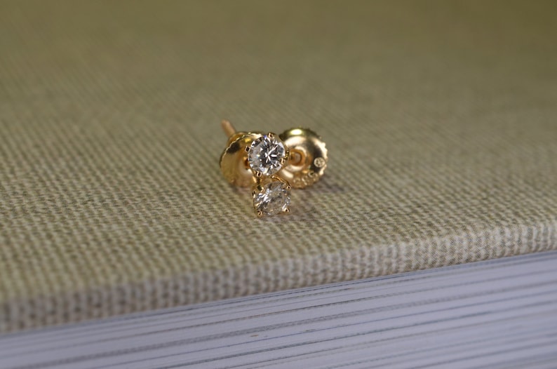 14K Yellow Gold Diamond Stud Earrings