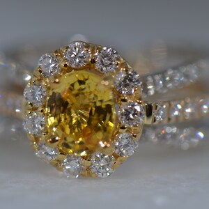 Natural Yellow Sapphire and Diamond Ring (14K Yellow and White Gold)